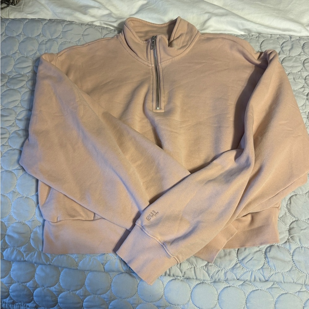 Aritzia TNA Light Pink Half-Zip Sweater